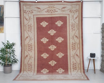 6x9 Vintage Rug, Red Turkish Area Rug, Red Rug, Wool Rug, Living Room Rug, Boho Rug, Antique Rug, Faded Rug, Worn Rug, Muted Rug