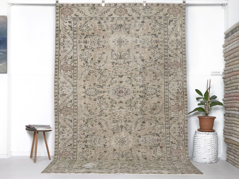 rug, Turkish rug 6x9, Vintage rug, Area rug, Hand knotted rug, Pale vintage rug, Rug, Boho rug,