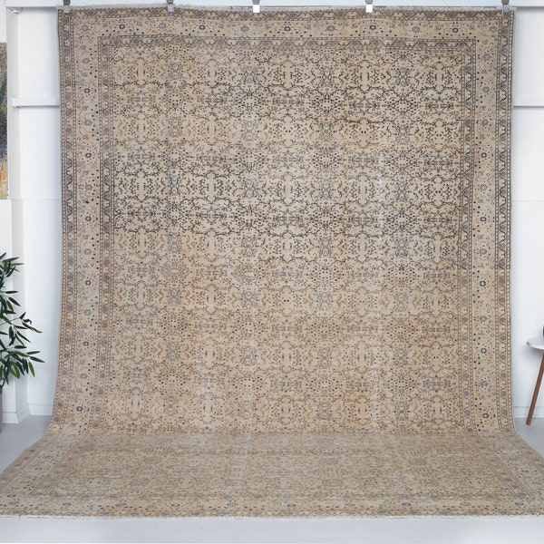 8x10 Vintage Rug, Neutral Rug, Turkish Rug, Nomadic Rug, Rustic Rug, Oushak Rug, Beige Rug, Rugs 8x10, Carpet, Kilim, Neutral Persian Rugs