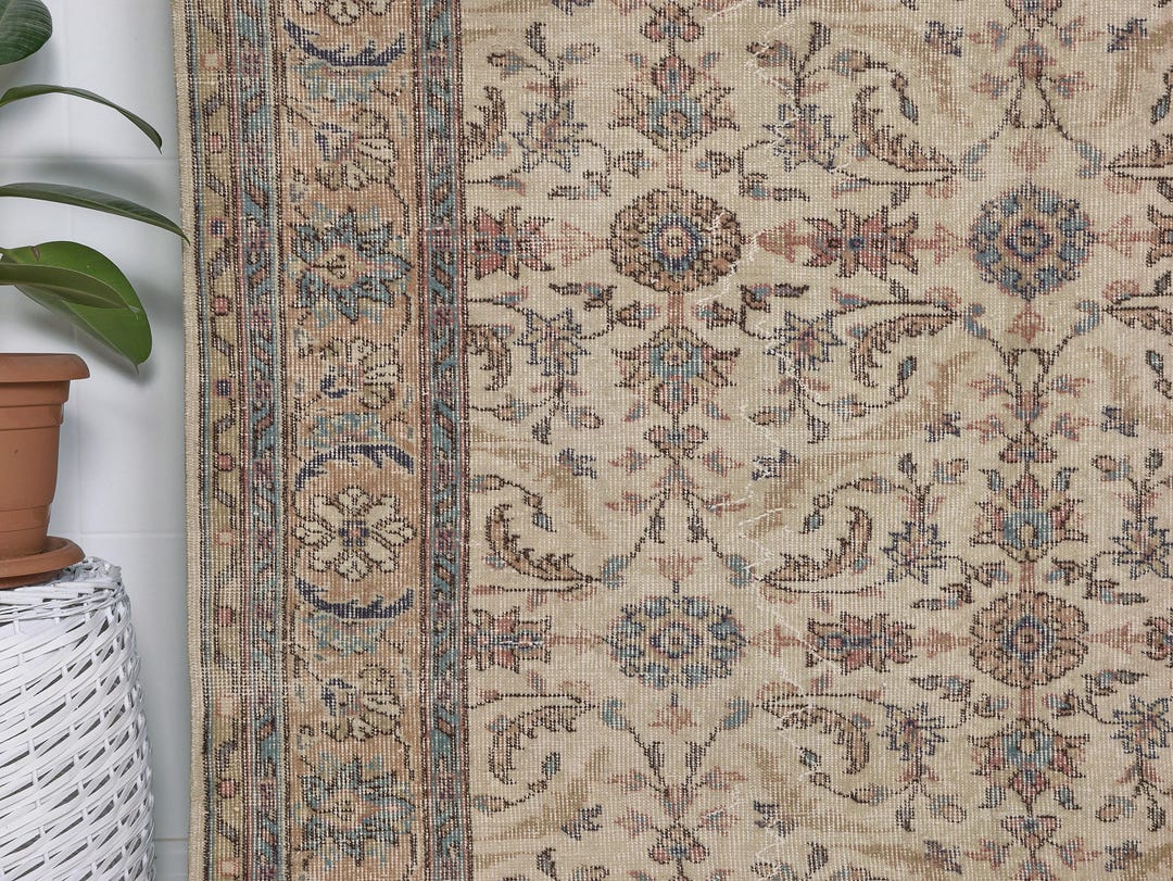 Vintage Mahal Persian Rug + Wool Rug + Neutral Rug + Area Rug + Turkish ...
