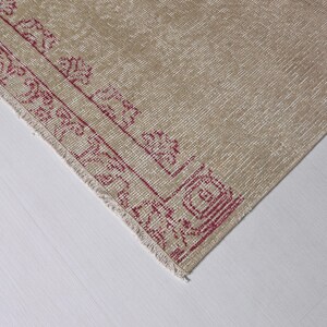 Neutral Oushak Rug + Vintage Area Rug + 4x7 Rug + Beige Rug + Handmade Rug + Muted Rug + Worn Rug, Persian Rug, Size: 236x140 - 7.7x4.6 feet