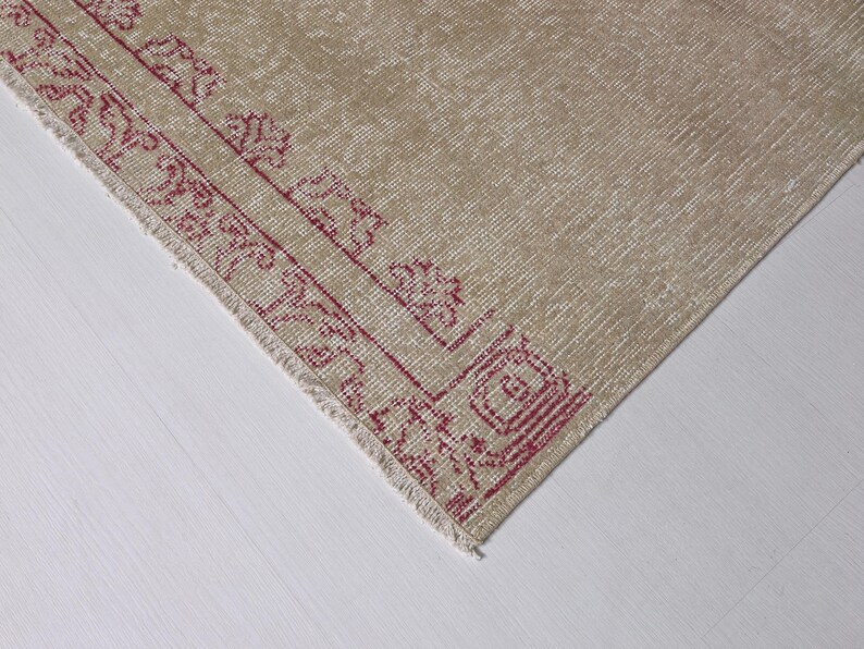 Neutral Oushak Rug + Vintage Area Rug + 4x7 Rug + Beige Rug + Handmade Rug + Muted Rug + Worn Rug, Persian Rug, Size: 236x140 - 7.7x4.6 feet