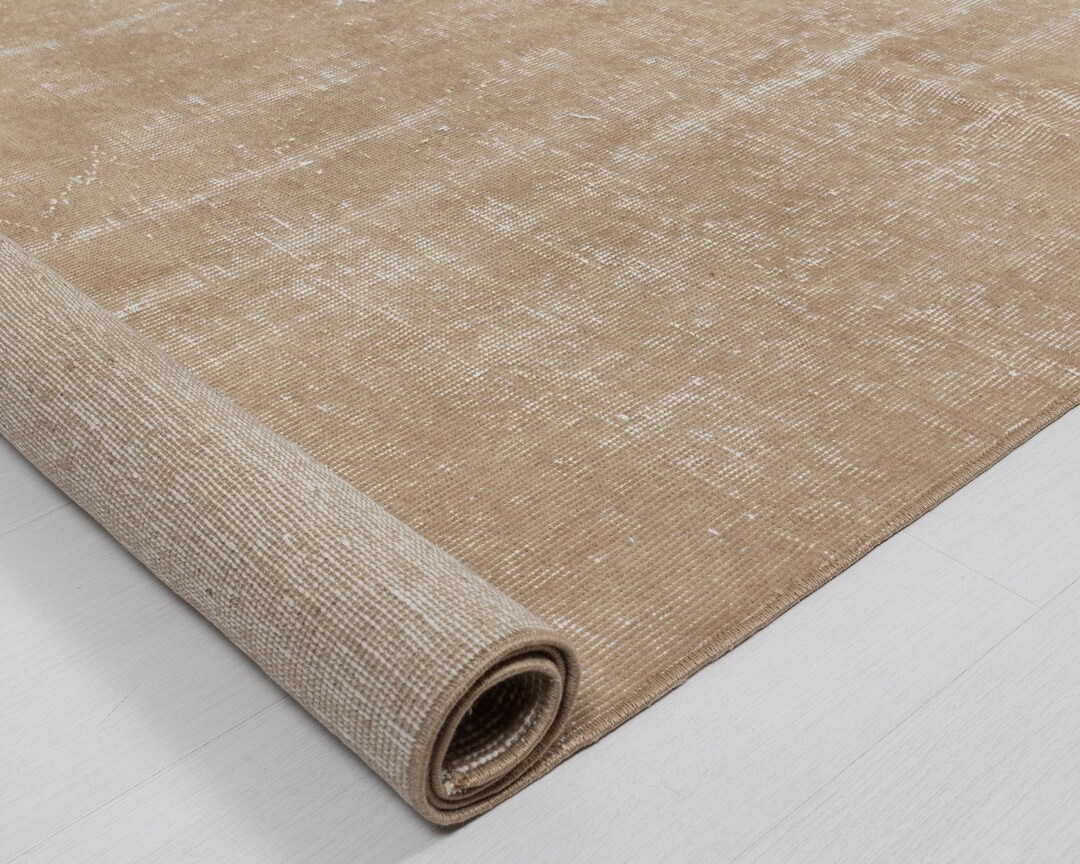 Vintage Plain Neutral Rug 7x9 - Beige Handmade Wool Carpet - Etsy