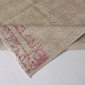 Neutral Oushak Rug + Vintage Area Rug + 4x7 Rug + Beige Rug + Handmade Rug + Muted Rug + Worn Rug, Persian Rug, Size: 236x140 - 7.7x4.6 feet