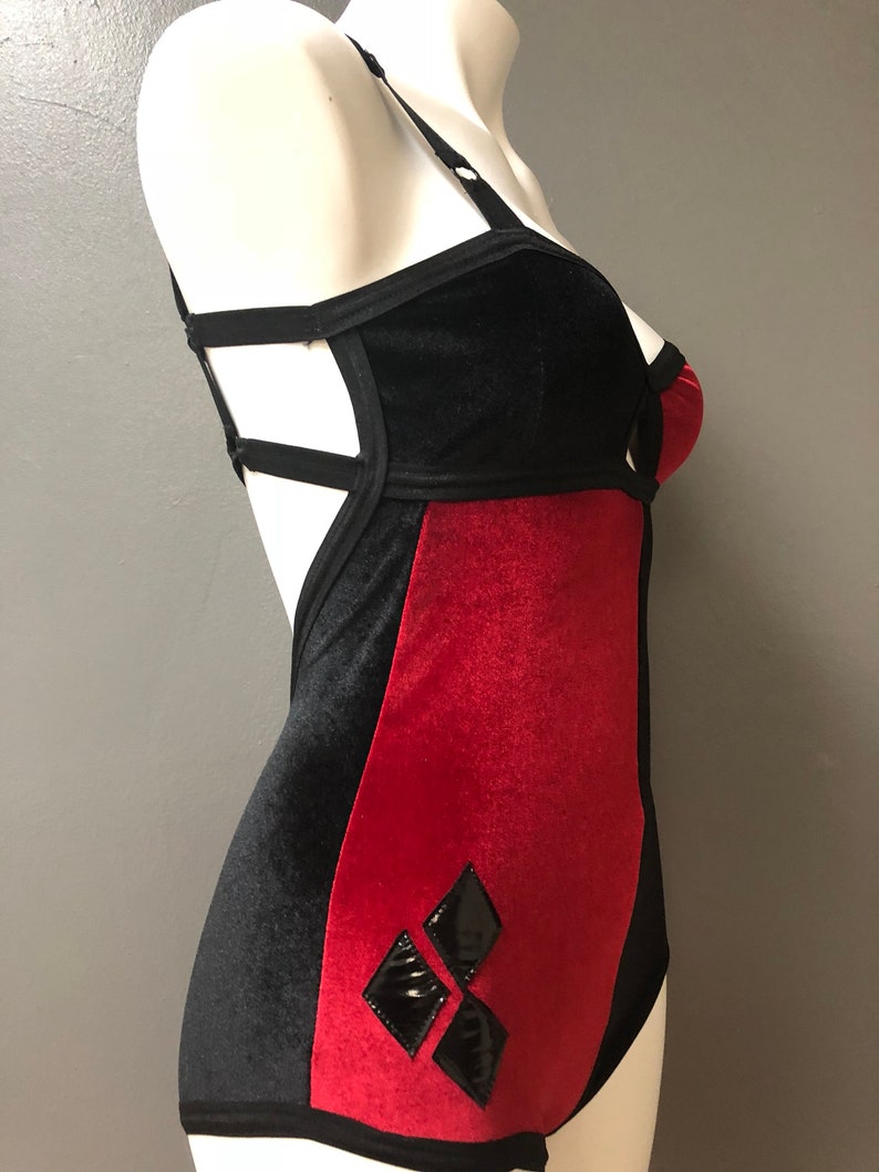 Harley Quinn Bodysuit /velvet/costume/hand Made Etsy