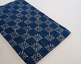Indigo Hand Block-Printed, 100% Cotton Fabric,