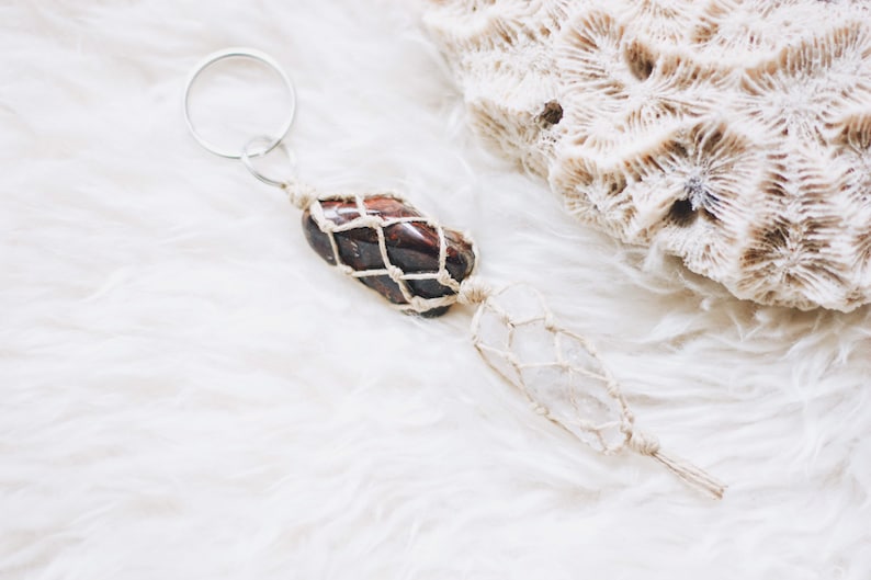 Bohemian Fire Agate Keychain Keychain Crystal Keychain Boho Style Fire Agate Agate Accessories