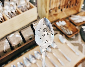 Bee Happy | Upcycled Vintage Hand Stamped Spoon