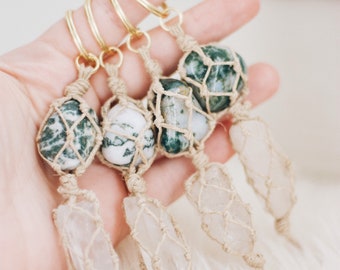 Baumachat | Kristall Schlüsselanhänger | Achat Schlüsselanhänger | Boho Schlüsselanhänger | Boho | Boho-Stil | Colorado hergestellt | Makramee Schlüsselanhänger | Achat
