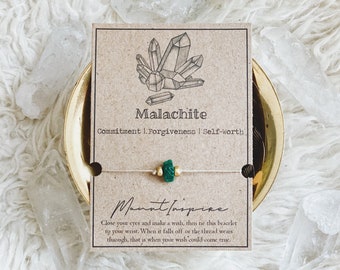 Malachite | Wish Bracelet | Crystals | Crystal Wish Bracelet | Crystals | Hemp Bracelet | Hemp Jewelry | Inspirational