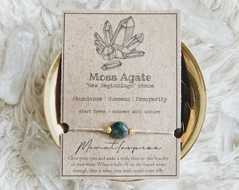 Moss Agate | Crystal Wish Bracelet | Inspirational Jewelry | Inspirational | Hemp Jewelry | Hemp Bracelet | Agate Jewelry