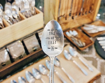 Take it Easy | Upcycled Vintage Hand Stamped Spoon