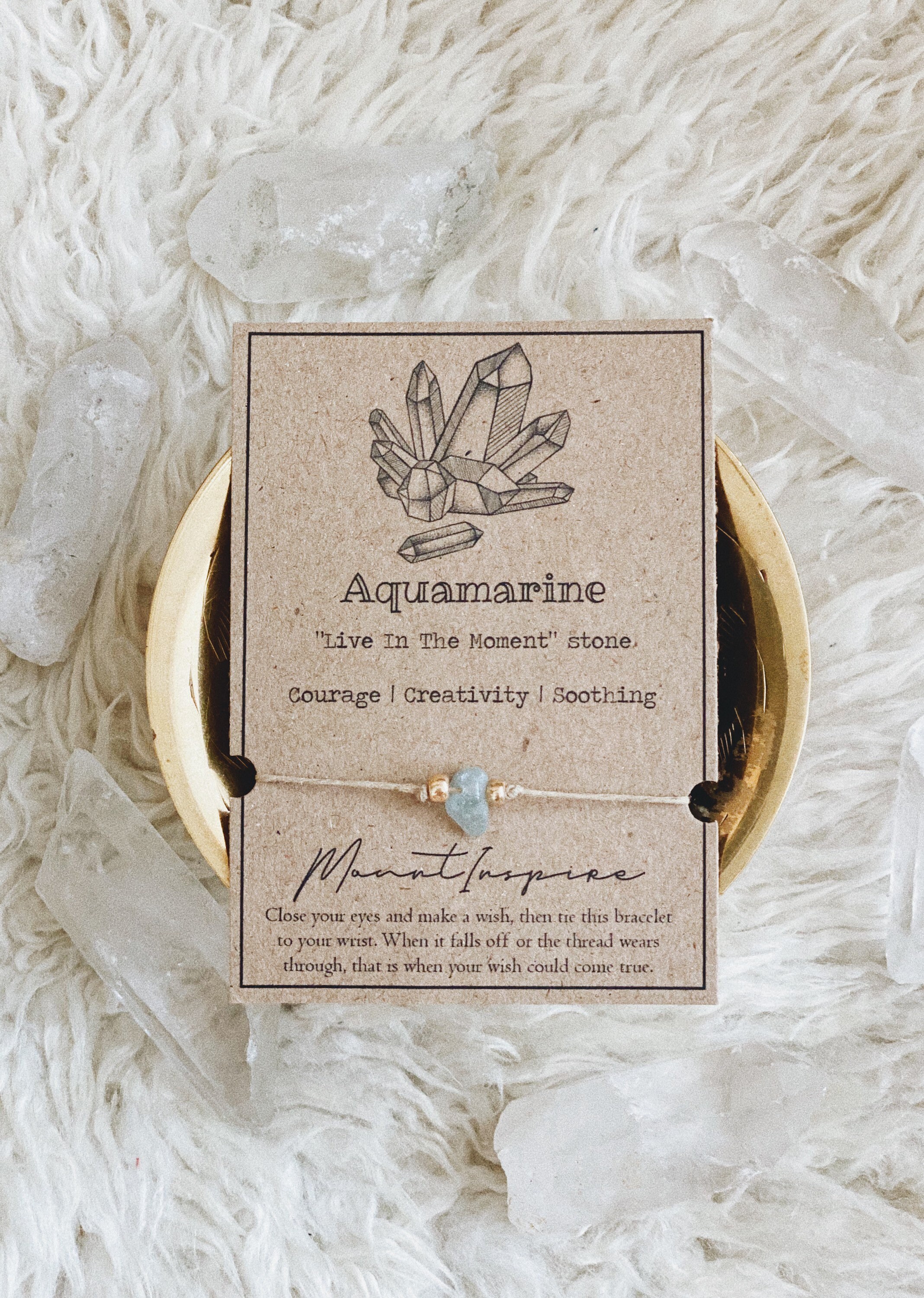 Aquamarine | Wish Bracelet | Crystal Wish Bracelet | Hemp Jewelry | B…