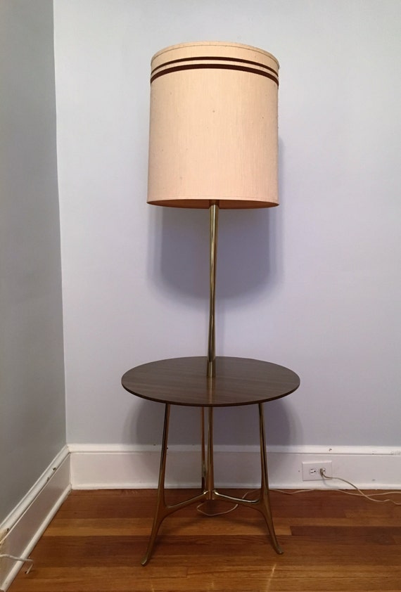 mid century floor lamp with table