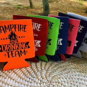 Funny Campfire Drinking Team Can Cozies | Camping, Party, Campers, Cabin