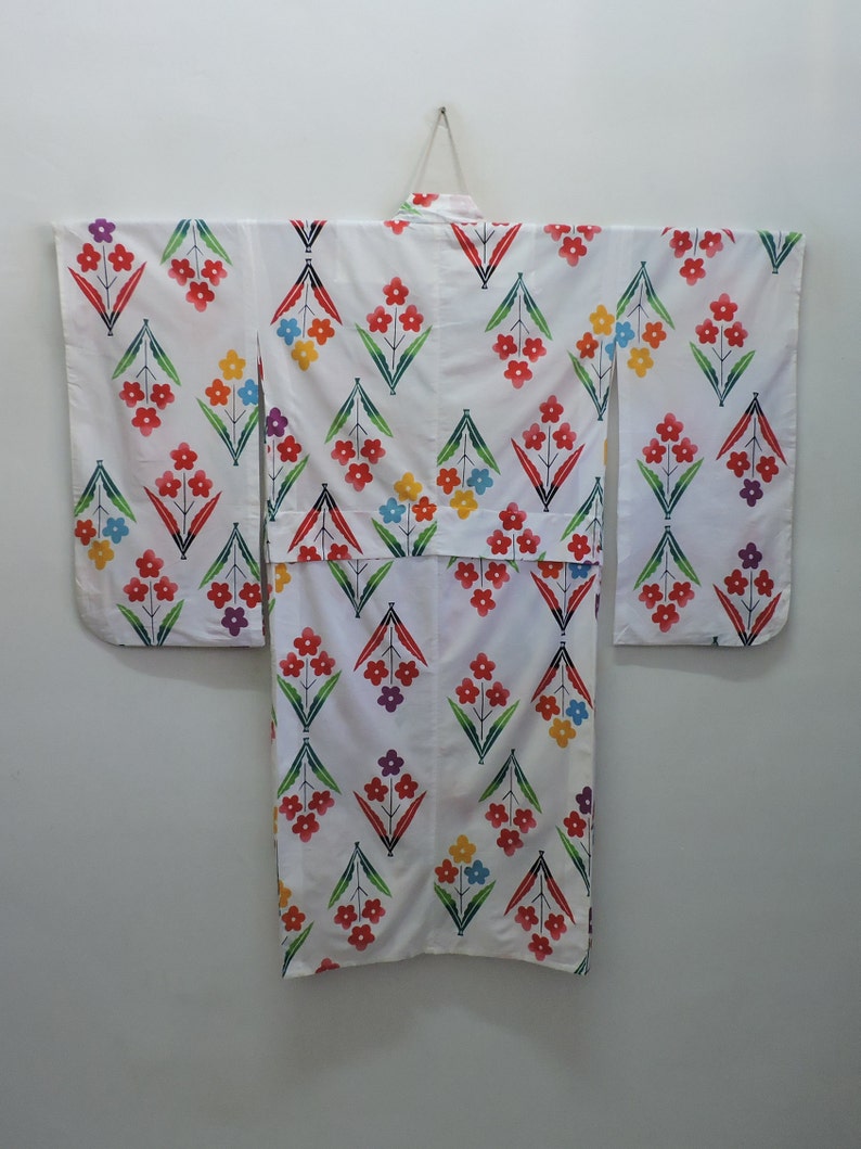 Japanese Girls Teen Yukata Summer Kimono Cotton Robe Motifs of Floral Flowers Abstract Geometric Boho Art 090519-10