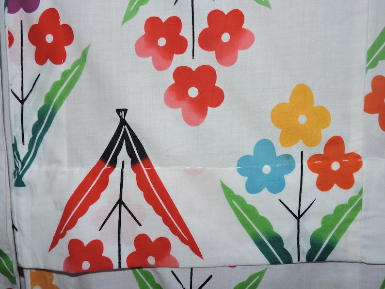 Japanese Girls Teen Yukata Summer Kimono Cotton Robe Motifs of Floral Flowers Abstract Geometric Boho Art 090519-10