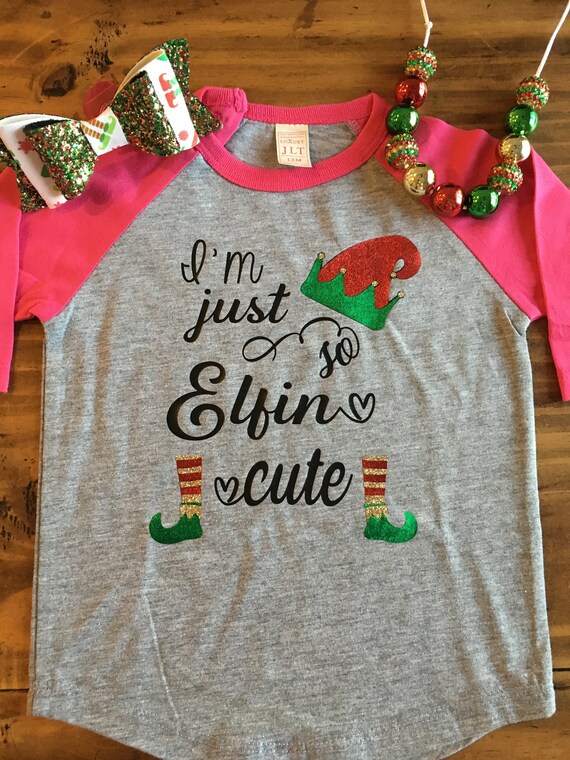 I M Just So Elfin Cute Bodysuit Baby Girl Boy Infant Toddler Shirt L S Raglan Suit Shirt Youth Necklace 5 Triple Bow Icing Ruffle Shirt