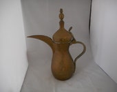 LARGE Vintage Late 19th Early 20th Century Islamic Middle Eastern Brass Dallah Coffee Pot