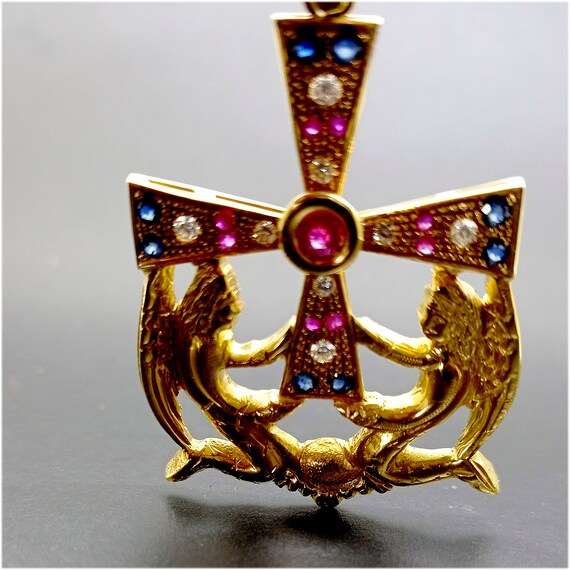 Big Angels Cross in 18kt gold, Rubies, Bright and… - image 4