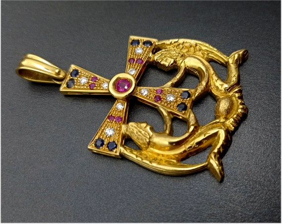 Big Angels Cross in 18kt gold, Rubies, Bright and… - image 3