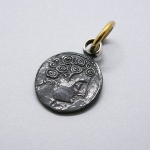 Sterling Silver and Bronze goldplated Reproduction of Greek Coin