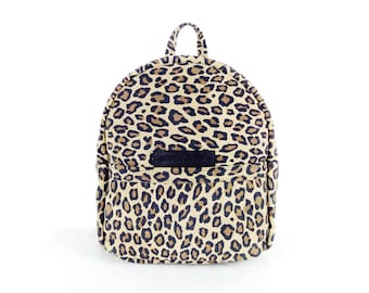 Leopard printed leather backpack