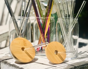 GLASS STRAW, Metal Straw, Mason Jar Accessories, Beer Can Lids, Pouring Lids, Iced Coffee Cup Straws, Boba, Reusable Straw, Coffee Filters
