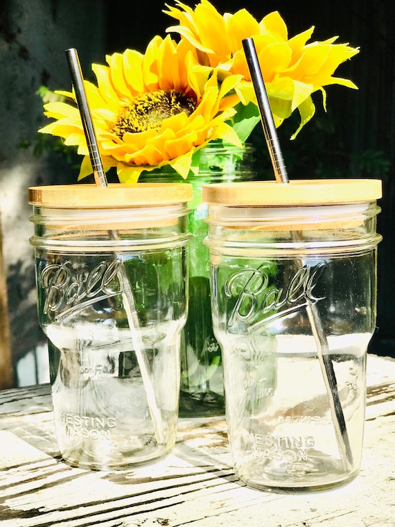 Mason Jar Iced Coffee Cup Drinking Glass Set of 2 Cold Etsy