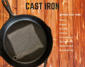 The Scruffer™ Chainmail Cast Iron Scrubber | Cast Iron Pan Cleaner | Grill Scrubber | Stainless Steel Cleaner | Sustainable Kitchen Cleaner