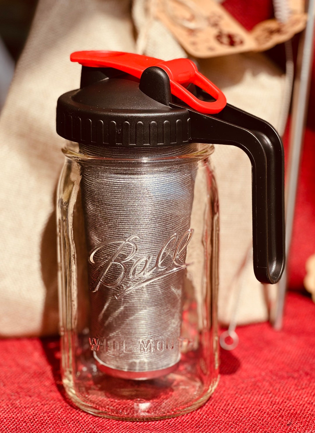 Cold Brew or Hot Brew Coffee Maker, Mason Jar Pitcher W/ Handle