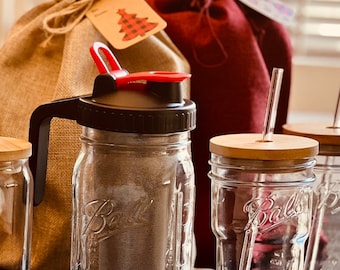 Cold Brew Coffee Maker + Coffee Cup! Mason Jar Pitcher w/ Handle, Durable BALL Glass, Dutch-Weave Stainless Steel Filter 32 oz