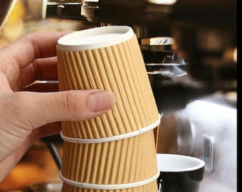 4oz Holiday Ripple Paper Cups - Perfect for Eggnog, Espresso, Hot Cider, Mulled Wine - Gift Tube with Gold Caps -