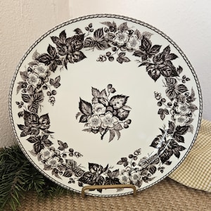 Brown Transferware Dinner Plate Floral and Berries by Two&#39;s Company