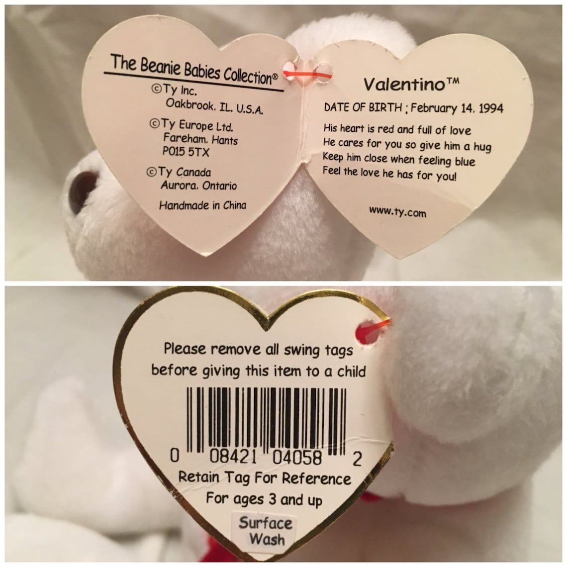 RARE 1993 Valentino TY Beanie Baby Misspelled Tag PE | Etsy