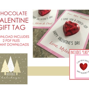 Druckbare DIGITAL Schokolade Valentine Tag Karte Choco Lot Candy Herz Süß Leckerei Valentinstag Schule Büro Lehrer Freund Like oder Liebe