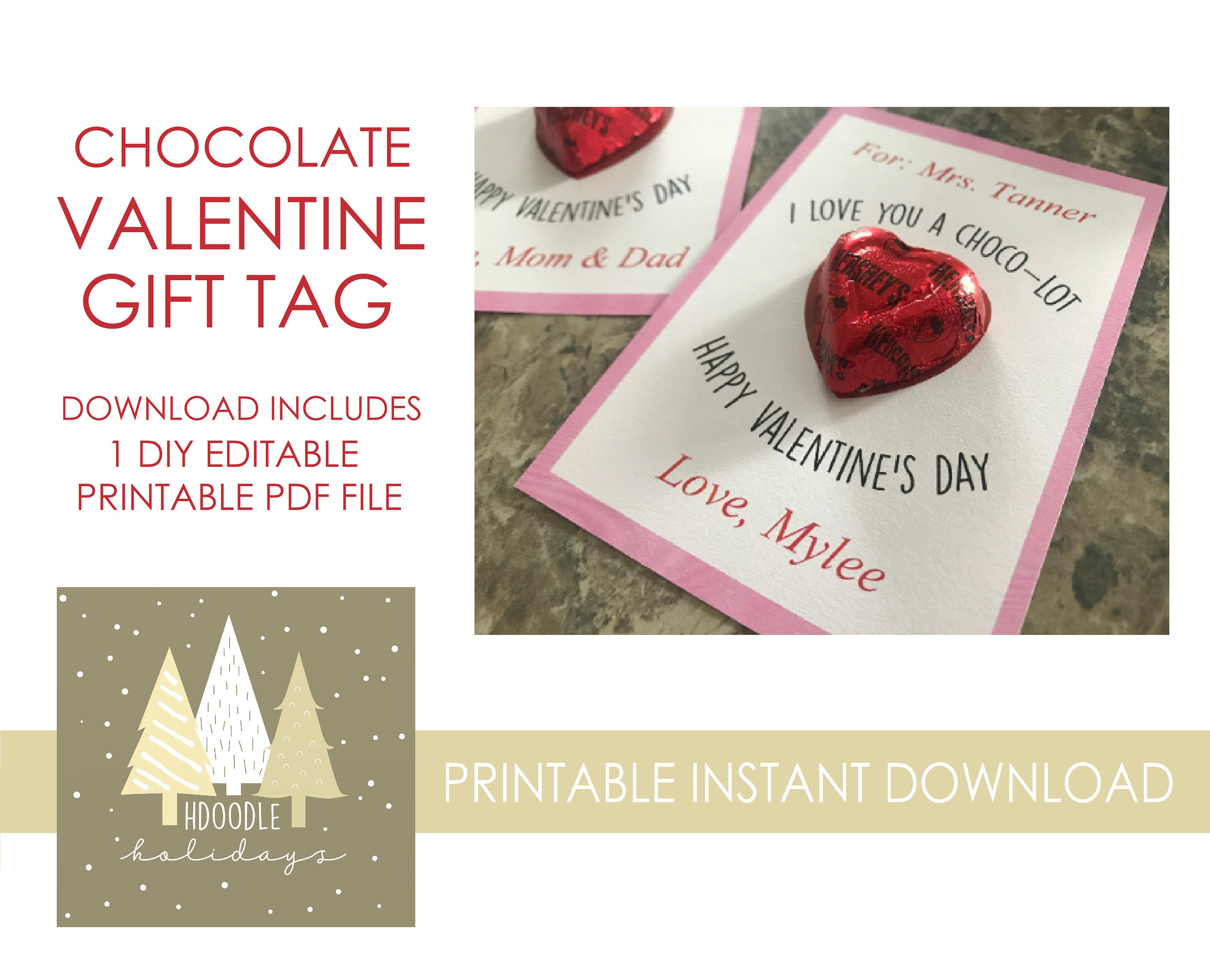 Printable DIGITAL Chocolate Valentine Tag Card Choco Lot Candy - Etsy