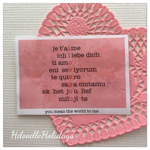 DIGITAL World Travel Valentine Card Tags Sofortiger Download Je t'aime te quiero ti amo ich liebe dich Valentinstag du bedeutest mir die Welt