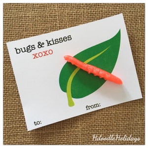 DIGITAL Bugs and Kisses Valentine Birthday Favour Thank You Tag Card Instant Download