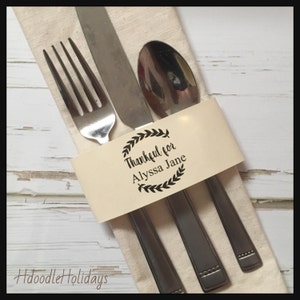 DIGITAL Thankful for Napkin Ring Name Card Thanksgiving EDITABLE ...