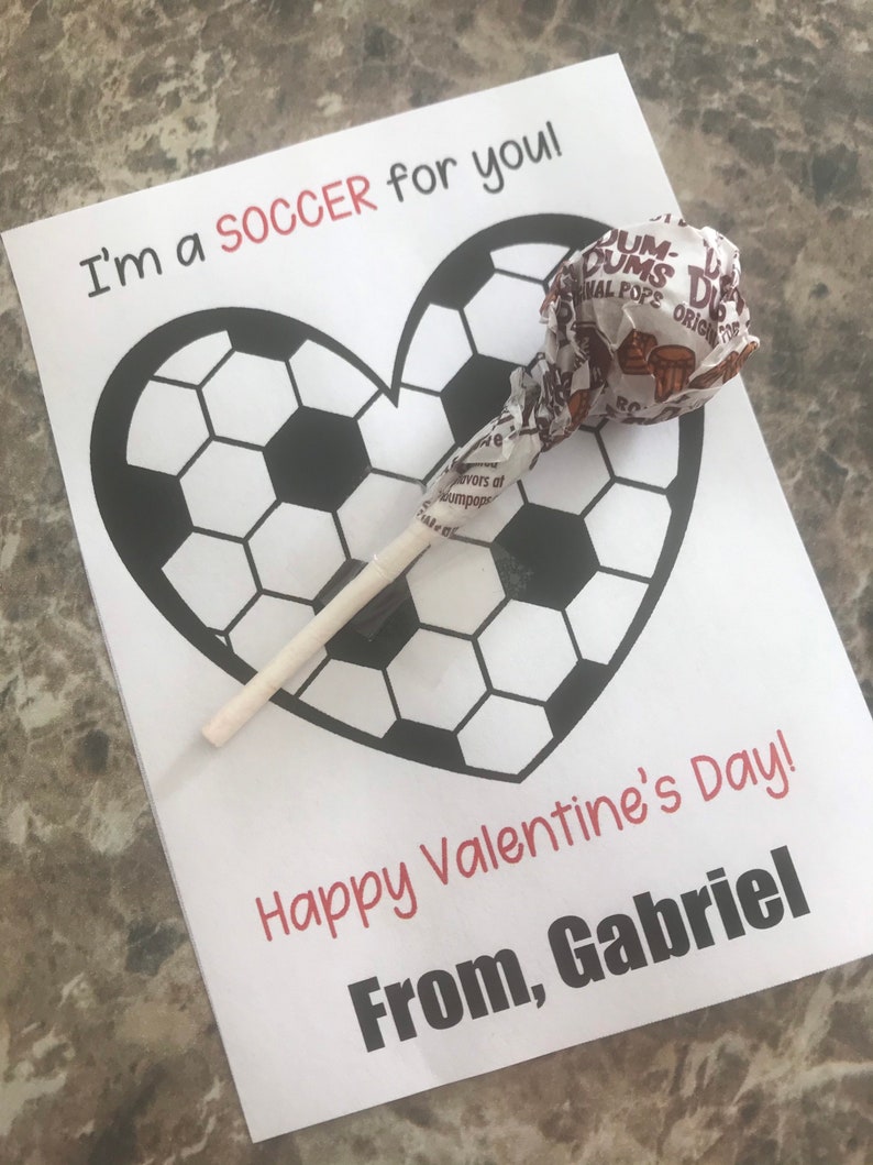 Printable Digital Soccer Sucker Valentine Card Sports Team Etsy