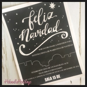 BEWERKBAAR Feliz Navidad heeft het kartel ondertekend van de uitnodiging