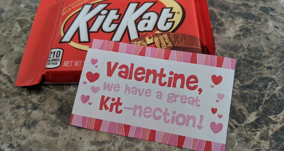 PRINTABLE Valentine Tag Kitkat Instant Download Valentines Day Friend