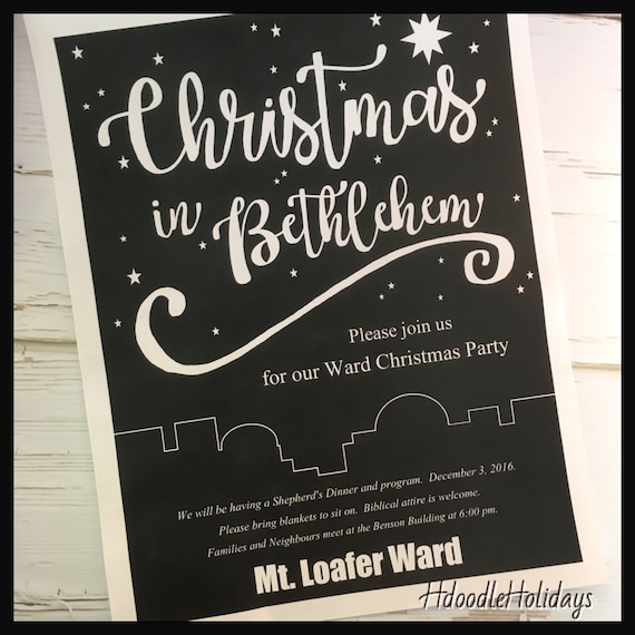 christmas in bethlehem shepherds dinner night in bethlehem party poster invitation editable instant download ward christmas party program