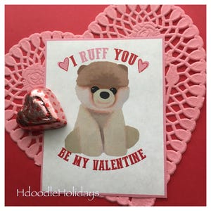 DIGITALE Pommern Valentinstag Karte Tag Pdf Sofort Download Valentinstag Niedliches Welpe Kuscheltier Fan Art Baby Boo