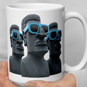 Sunglasses Squad - Moai Statue White Mug