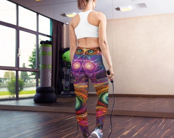 Verwandeln Sie Ihre Anziehungskraft: Entfesseln Sie Ihre innere Göttin mit psychedelischen symmetrischen Yoga-Leggings, die Ihre Kurven formen und feiern!