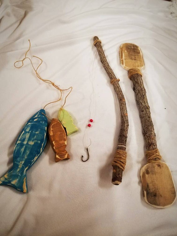 PEQUEÑO CONJUNTO DE PESCA, Pequeño accesorio de remo, Juego de cañas de  pescar de ramita, Peces