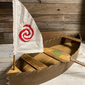 MOANA CANOE BOAT Set Prop, Real Wood Prop, Wooden Canoe Prop, Toddler Sitter Photo Prop Moana inspired theme party prop