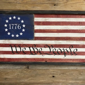 WE THE PEOPLE 1776 American  Flag patriotic, reclaimed wood sign, country American flag, rustic decor, American flag decor,  rustic sign